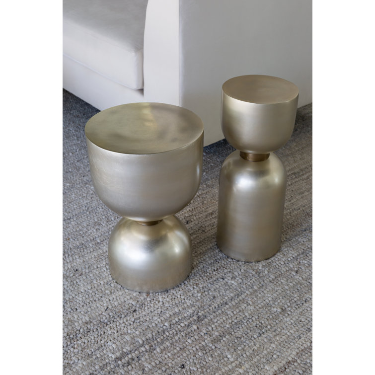 Gold Contemporary Round Metal End Table