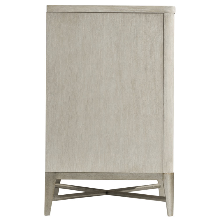 Champagne 3-Drawer Solid Wood Nightstand with Metal Legs