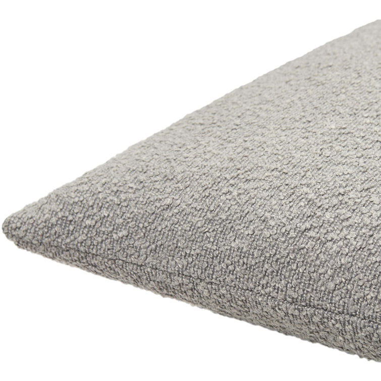Gray Boucle Square Throw Pillow with Down Fill