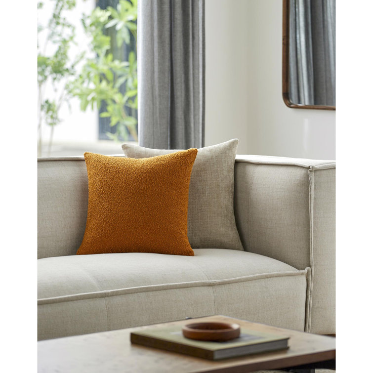 Yellow 18" x 18" Polyester Boucle Throw Pillow