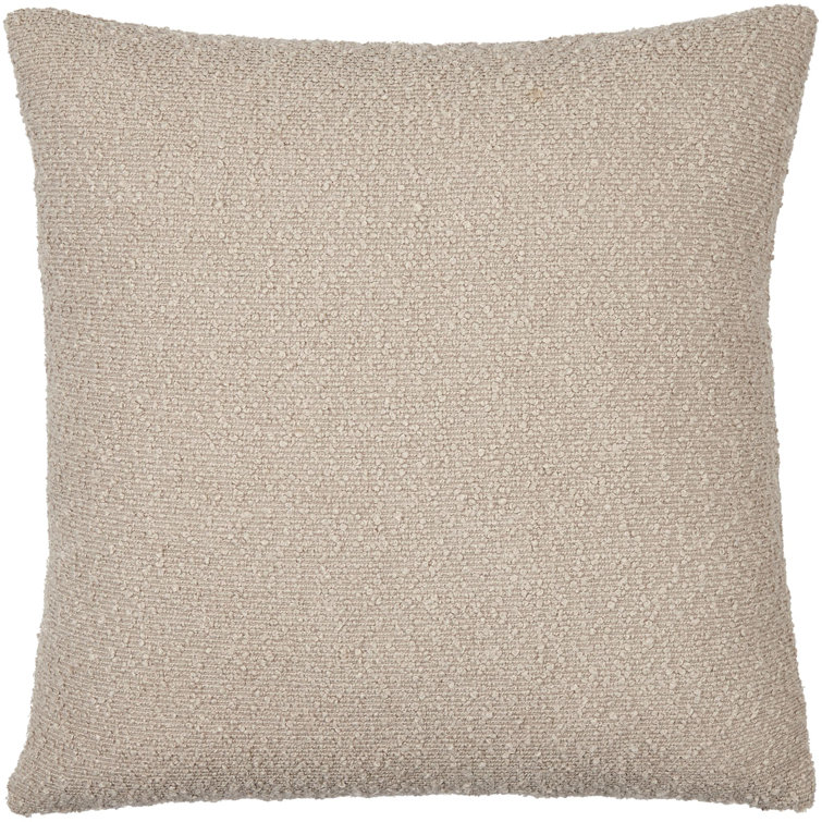 Beige Boucle Polyester 20" x 20" Throw Pillow Cover