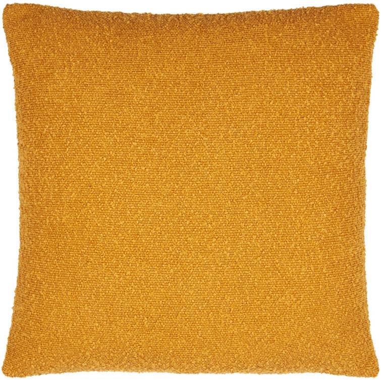 Yellow 18" x 18" Polyester Boucle Throw Pillow