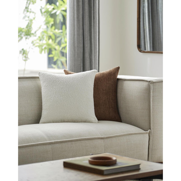 White Boucle 22" x 22" Throw Pillow Cover