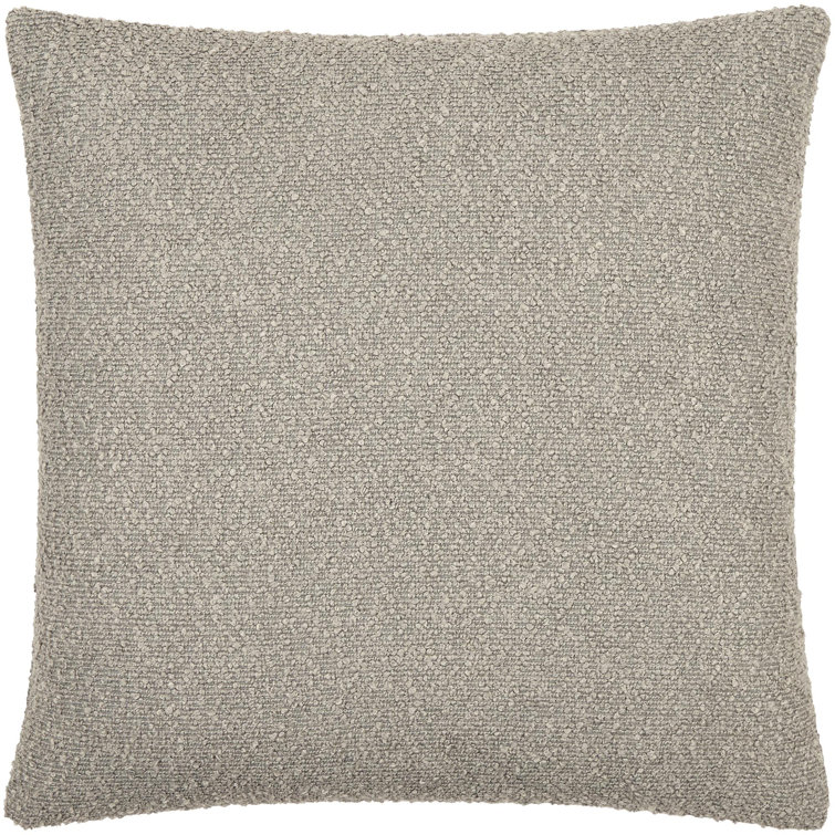 Gray Boucle Square Throw Pillow with Down Fill