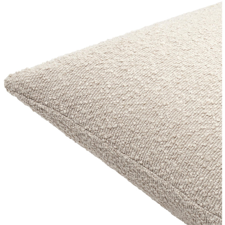 Beige Boucle Polyester 20" x 20" Throw Pillow Cover