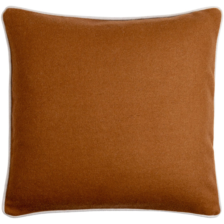 Lombard Medium Brown Wool Blend Throw Pillow 22" x 22"