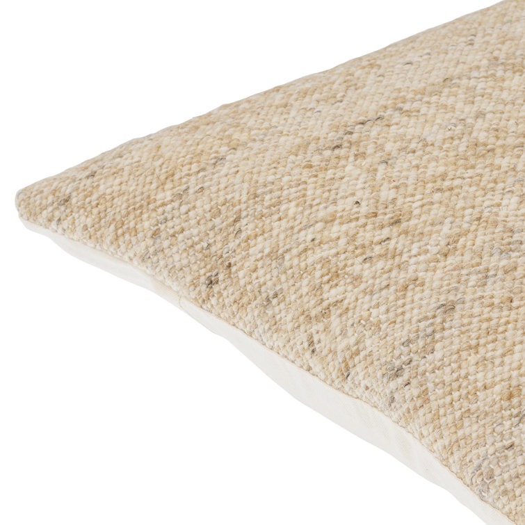 Alcona Beige Wool Square Throw Pillow