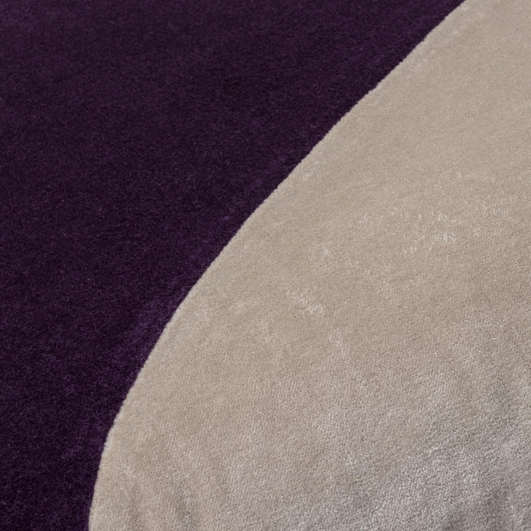 Purple and Cream Cotton Square Throw Pillow Set