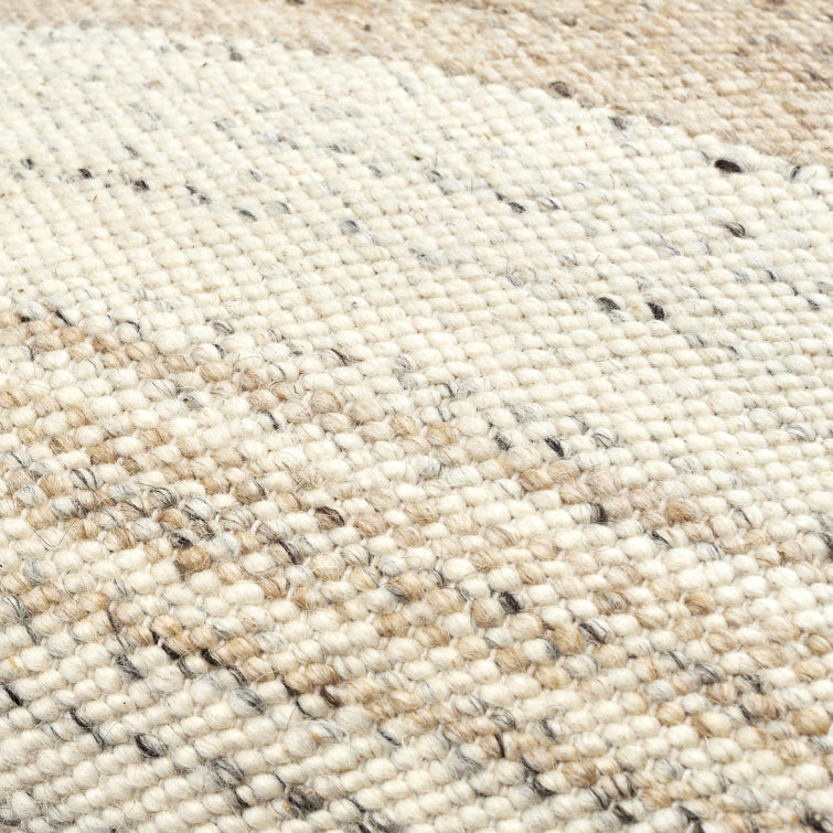 Dia Striped Beige and Off-White Wool Throw Pillow