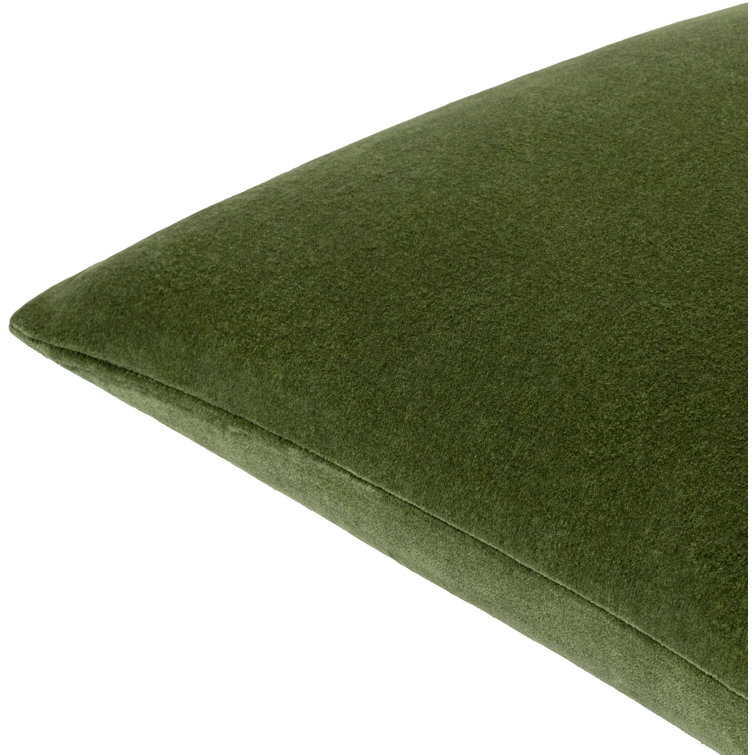 Green Cotton Rectangular Lumbar Throw Pillow