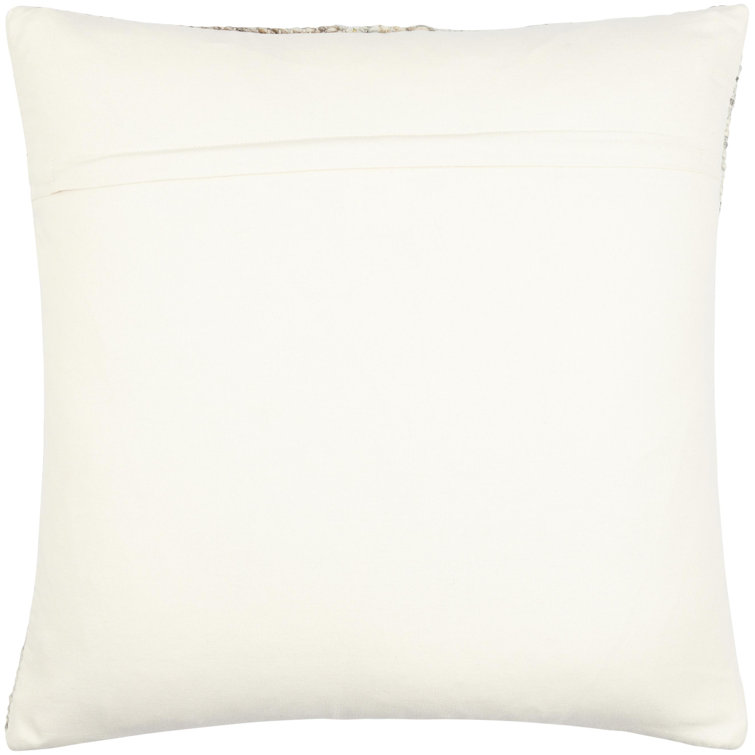 Dia Geometric Beige and Gray Cotton Wool Throw Pillow