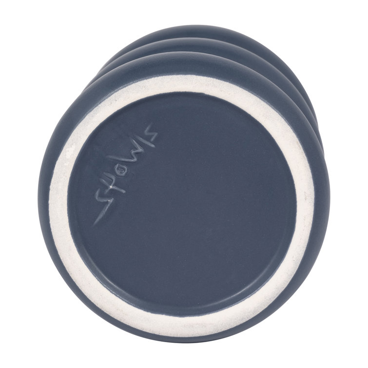 8'' Navy Blue Ribbed Ceramic Table Vase