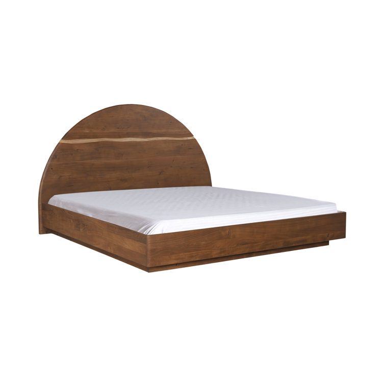 Rustic Luxe Rounded Headboard Acacia Wood Queen Bed