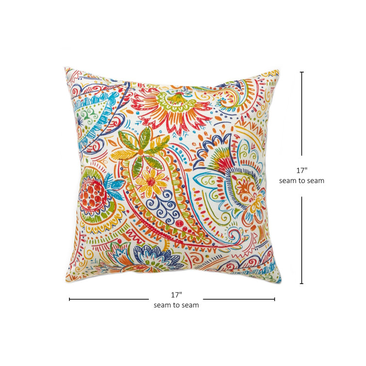Jamboree Paisley 17" Square Outdoor Throw Pillows Set