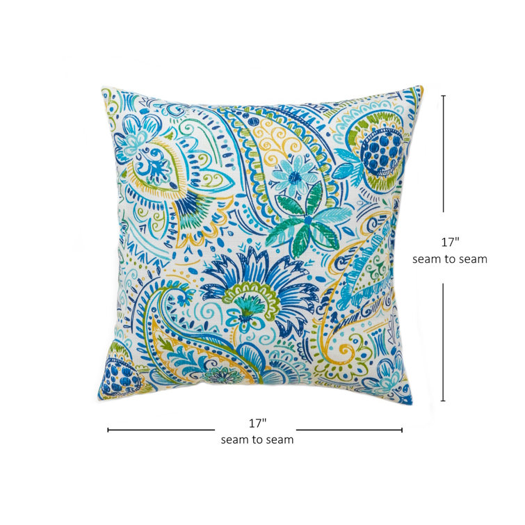 Baltic Paisley 17'' Square Outdoor Accent Pillow Set
