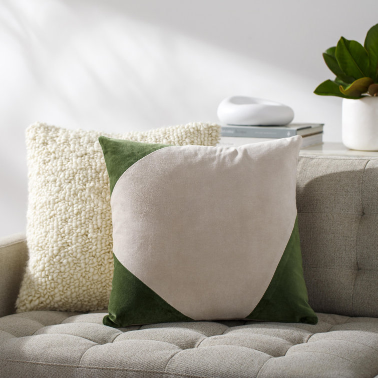Light Sage Cotton Velvet Square Pillow Cover 22" x 22"