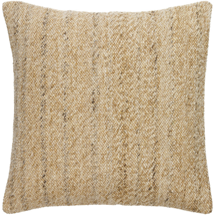Alcona Beige Wool Square Throw Pillow