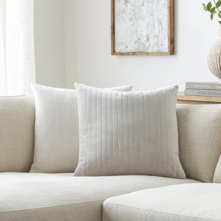 Beige Boucle Polyester 20" x 20" Throw Pillow Cover