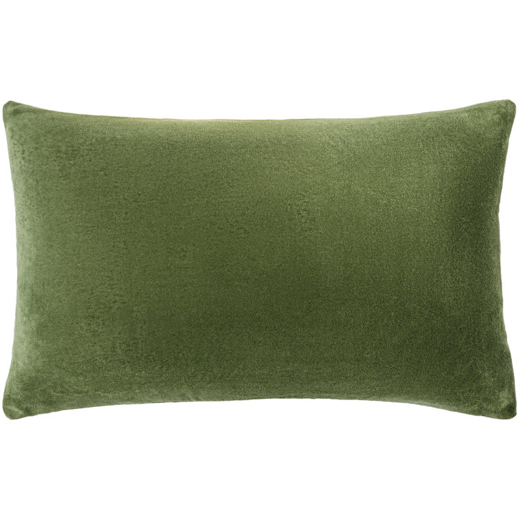 Green Cotton Rectangular Lumbar Throw Pillow