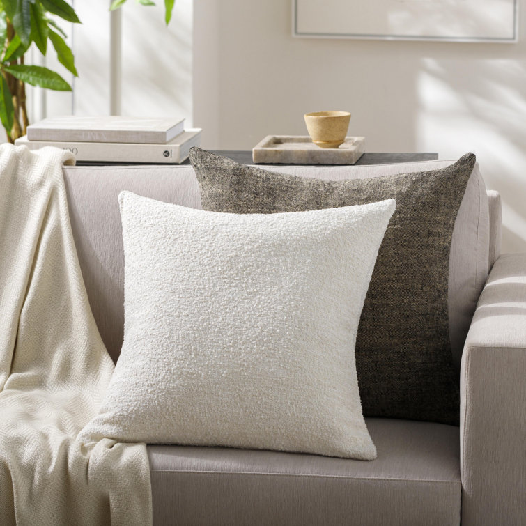 Ivory Textured Square Throw Pillow Cover 18" x 18"