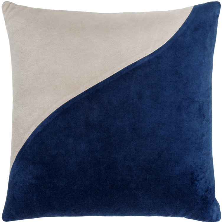 Navy Blue and Cream Cotton Down Throw Pillow Set
