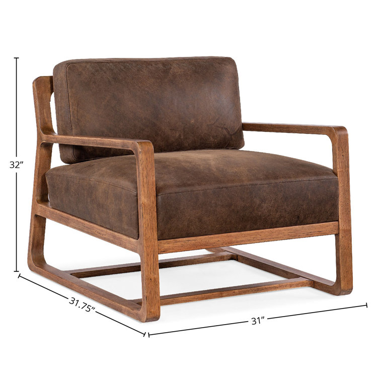 Vintage Brown Leather and Wood Handcrafted Accent Chair