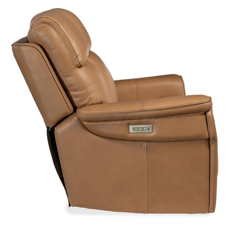 Sahara Sandalwood Leather Power Loveseat with Cup Holder