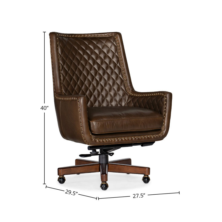 Valencia Arroz Aniline Leather Swivel Chair with Gold Nailhead Trim