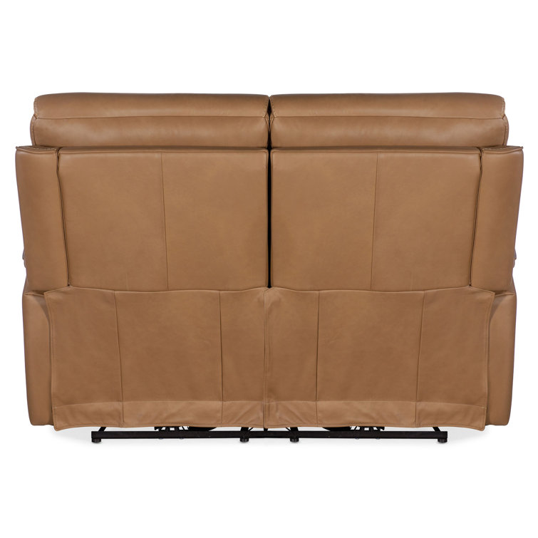 Sahara Sandalwood Leather Power Loveseat with Cup Holder