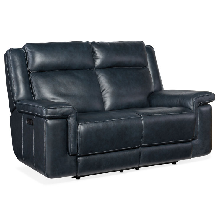 Cosmos Cobalt Top Grain Leather Power Reclining Loveseat