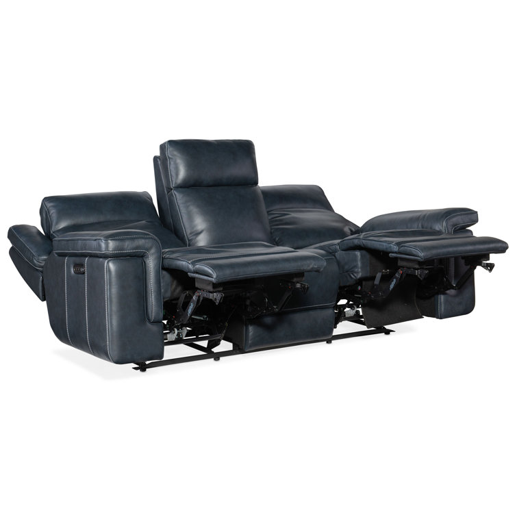 Cosmos Cobalt Top Grain Leather Power Reclining Loveseat