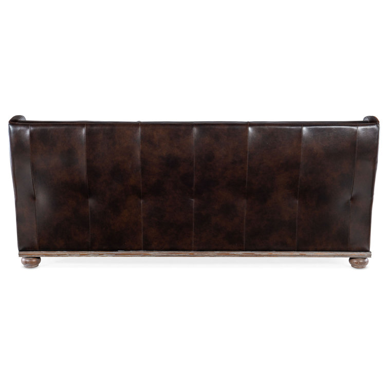 Derrick Burnt Umber Leather Reclining Sofa with Rolled Arms