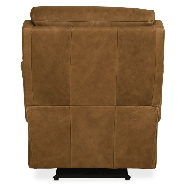 Venerando Latte Brown Leather Power Recliner with USB Port