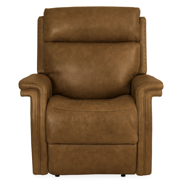 Venerando Latte Brown Leather Power Recliner with USB Port