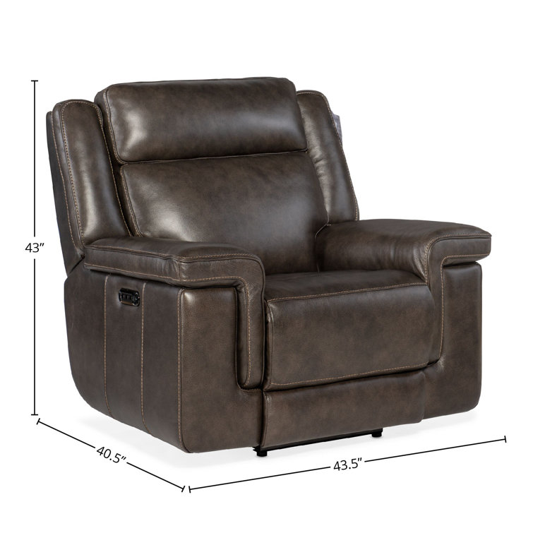 Cosmos Cocao Bustle-Back Leather Power Recliner with USB Port
