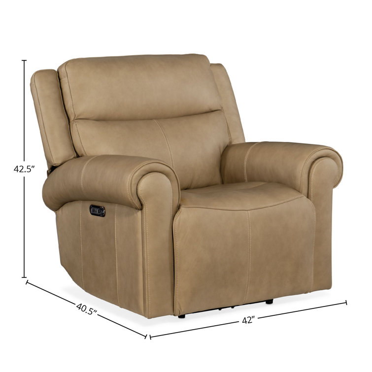 Caruso Sand Genuine Leather Power Recliner