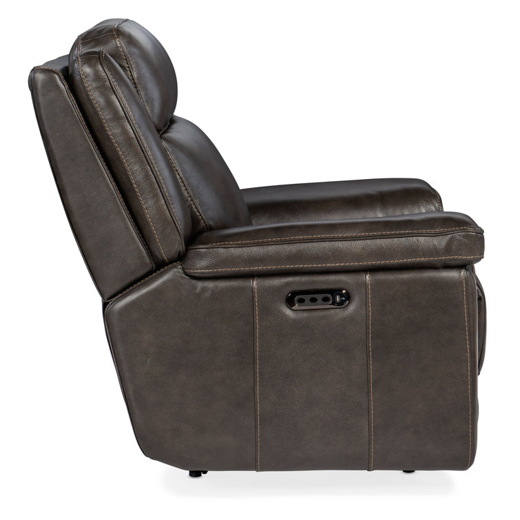 Cosmos Cocao Bustle-Back Leather Power Recliner with USB Port