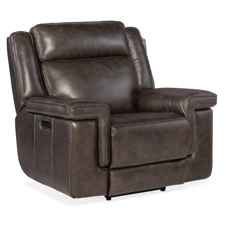 Cosmos Cocao Bustle-Back Leather Power Recliner with USB Port