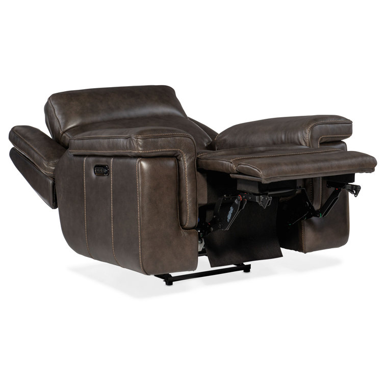 Cosmos Cocao Bustle-Back Leather Power Recliner with USB Port