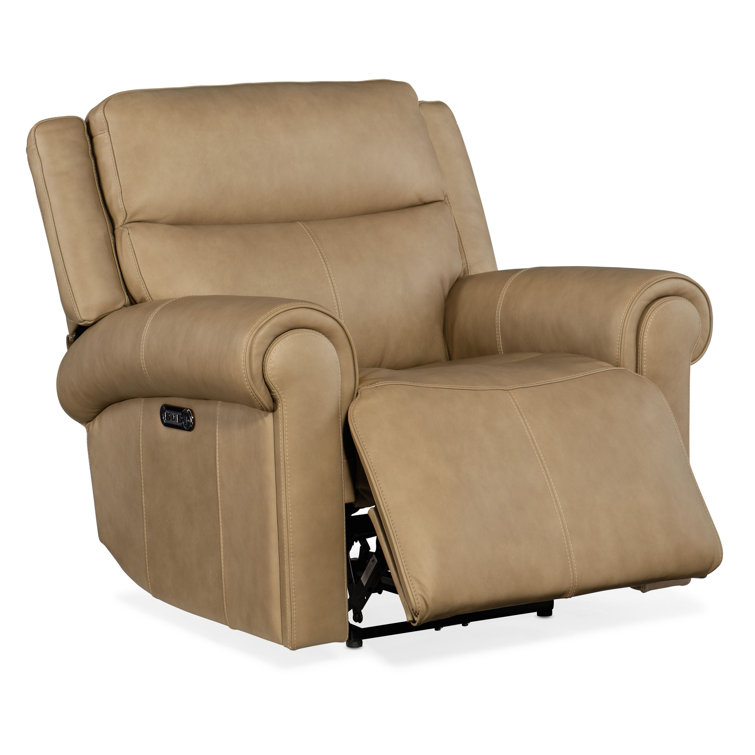 Caruso Sand Genuine Leather Power Recliner
