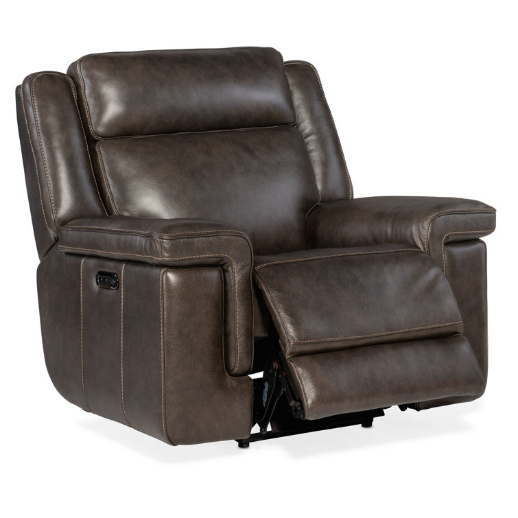 Cosmos Cocao Bustle-Back Leather Power Recliner with USB Port