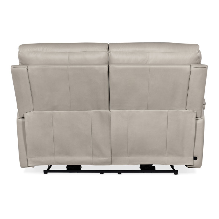Sahara Dorian Gray Leather Loveseat with Pillow-top Arm and Cup Holder