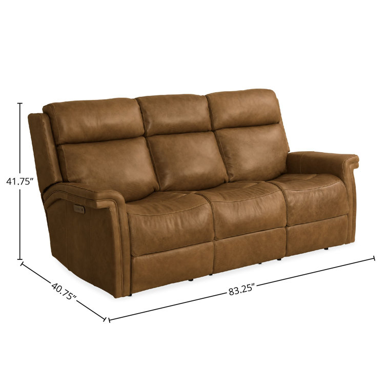 Venerando Latte Brown Leather Reclining Sofa