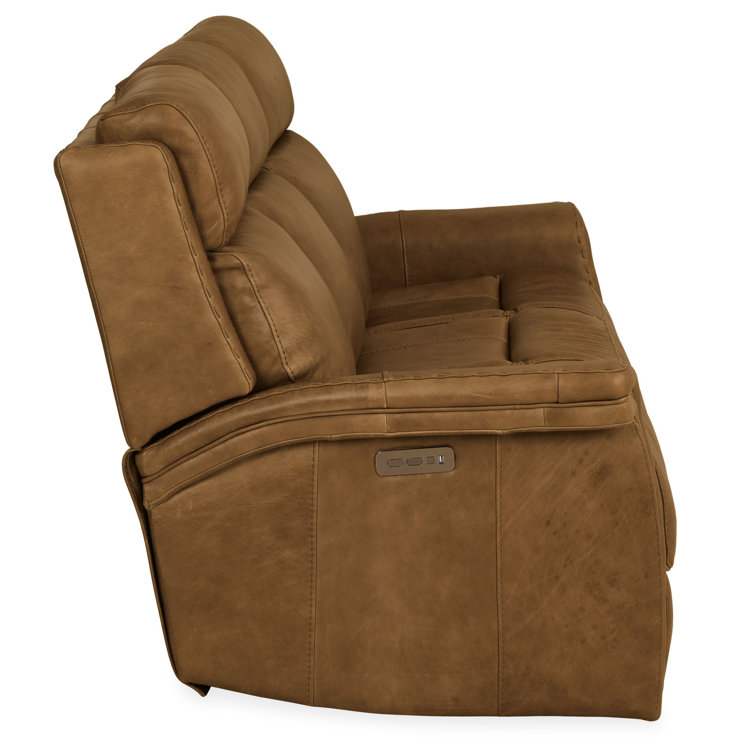 Venerando Latte Brown Leather Reclining Sofa