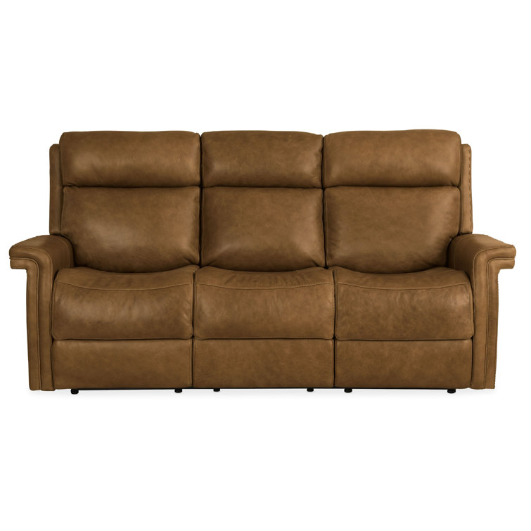 Venerando Latte Brown Leather Reclining Sofa