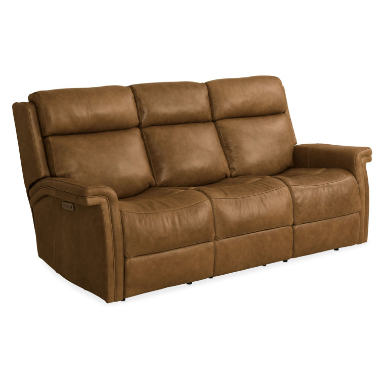 Venerando Latte Brown Leather Reclining Sofa