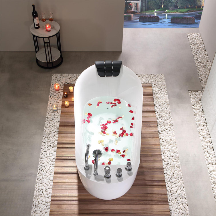 67'' Glossy White Acrylic Freestanding Whirlpool Bathtub