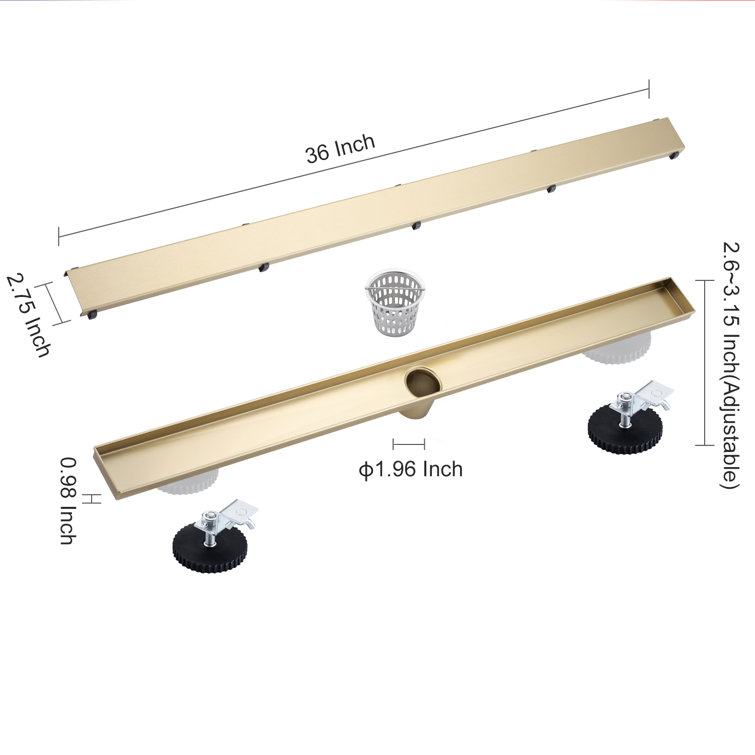 36'' Brushed Gold Stainless Steel Linear Shower Drain