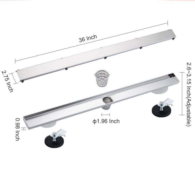 36'' Brushed Nickel Stainless Steel Linear Shower Drain