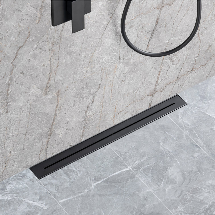 28'' Matte Black Stainless Steel Linear Grid Shower Drain